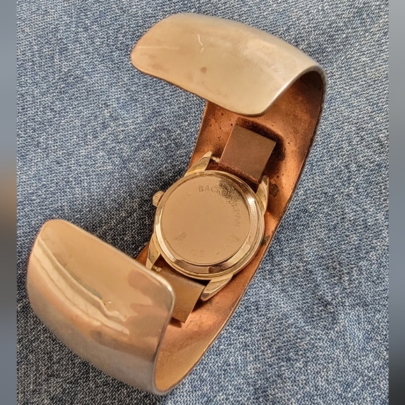 Sterling and copper bracelet watch. Works but needs battery. Marked sterling. - Picture 6 of 6